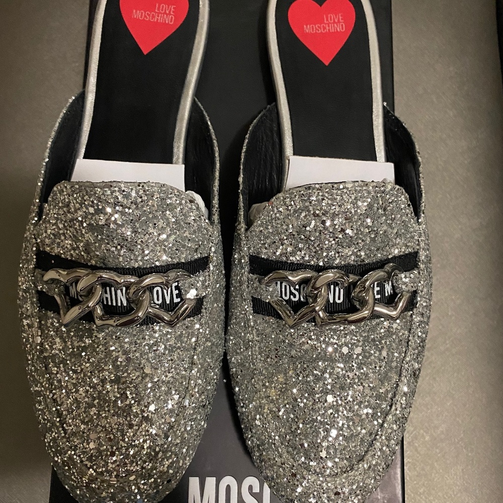 Love Moschino Silver Flats